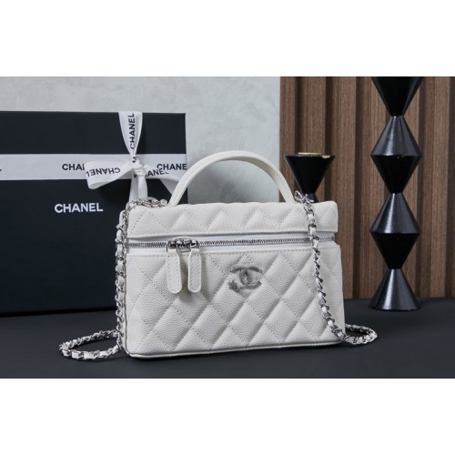 Chanel AP4854 Vanity With Chain in White Leather Chanel AP4854 Vanity With Chain in White Leather