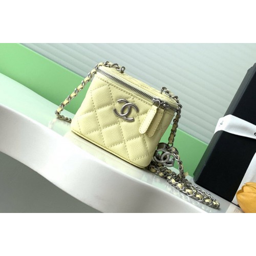 Chanel AP1340 Classic Small Vanity With Chain in Lemon Leather Chanel AP1340 Classic Small Vanity With Chain in Lemon Leather