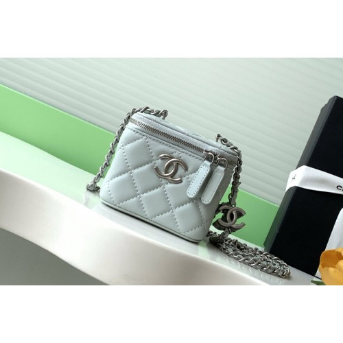 Chanel AP1340 Classic Small Vanity With Chain in Blue Leather Chanel AP1340 Classic Small Vanity With Chain in Blue Leather