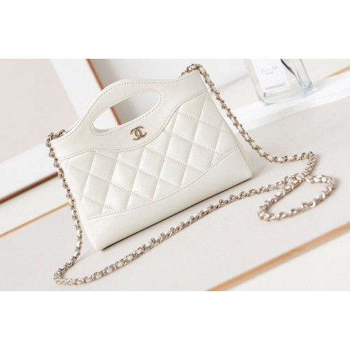 Chanel 31bag Nano Clutch With Chain Bag in White Leather Chanel 31bag Nano Clutch With Chain Bag in White Leather