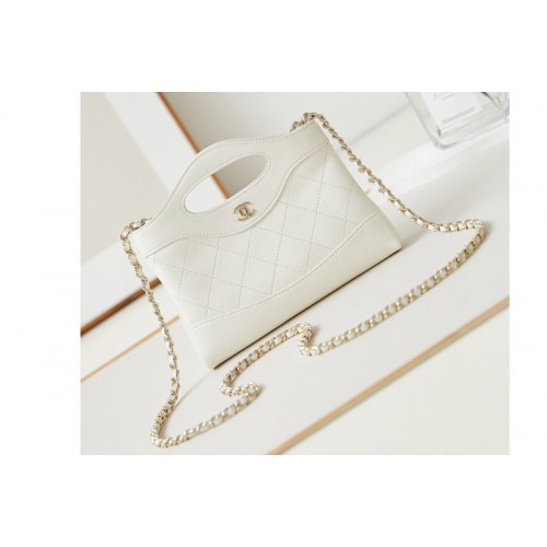 Chanel 31bag  Nano Clutch With Chain Bag in White Leather