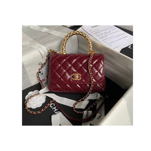 Chanel AS2215 Mini Flap Bag with Top Handle in Red Leather Chanel AS2215 Mini Flap Bag with Top Handle in Red Leather