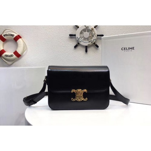 Celine Medium Triomphe Bags Black Shiny Calfskin Celine Medium Triomphe Bags Black Shiny Calfskin