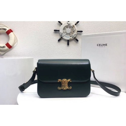 Celine Medium Triomphe Bags Green Shiny Calfskin Celine Medium Triomphe Bags Green Shiny Calfskin