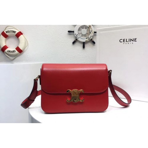 Celine Medium Triomphe Bags Red Shiny Calfskin Celine Medium Triomphe Bags Red Shiny Calfskin