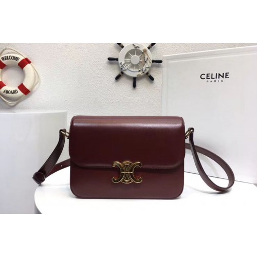 Celine Medium Triomphe Bags Wine Shiny Calfskin Celine Medium Triomphe Bags Wine Shiny Calfskin