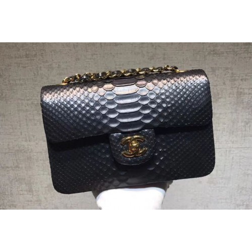 Chanel Flap Original Python Leather Shoulder Bag 1116 Black Chanel Flap Original Python Leather Shoulder Bag 1116 Black