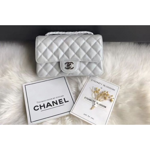 Chanel Original Caviar Leather Flap cross-body bags CF1116 White Silver Chain Chanel Original Caviar Leather Flap cross-body bags CF1116 White Silver Chain
