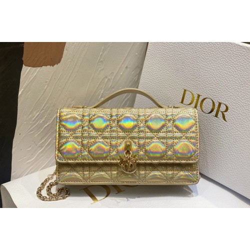 Dior S0980 Christian Dior Miss Dior mini bag in Yellow Gold Cannage Lambskin Dior S0980 Christian Dior Miss Dior mini bag in Yellow Gold Cannage Lambskin