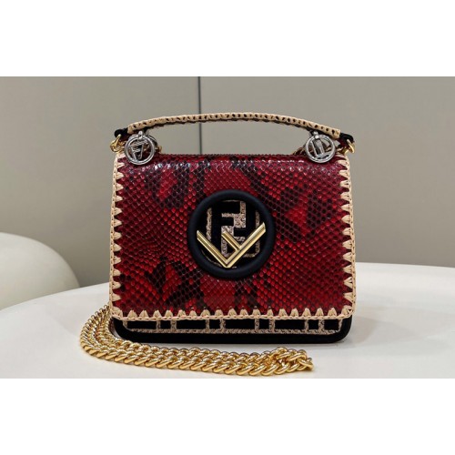 Fendi 8BT286 Kan I F Small Bag in Red Leather Fendi 8BT286 Kan I F Small Bag in Red Leather
