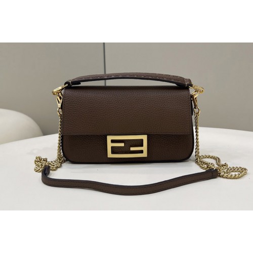 Fendi 8BS017 mini Baguette Bag in Brown full grain leather Fendi 8BS017 mini Baguette Bag in Brown full grain leather