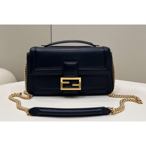 Fendi 8BR783 Baguette Chain Bag In Black Nappa Leather Fendi 8BR783 Baguette Chain Bag In Black Nappa Leather
