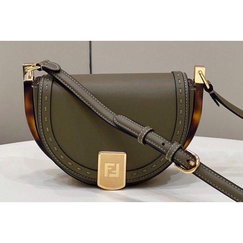 Fendi 8BT346 Moonlight Saddle Bag in Green Leather Fendi 8BT346 Moonlight Saddle Bag in Green Leather
