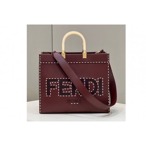 Fendi 8BH386 Sunshine Medium Shopper Tote bag in Bordeaux leather Fendi 8BH386 Sunshine Medium Shopper Tote bag in Bordeaux leather