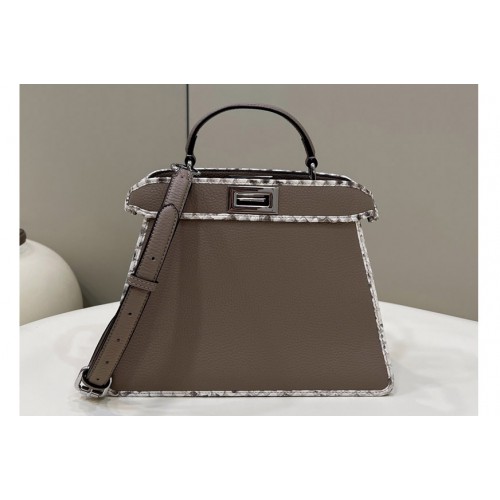 Fendi 8BN327 Peekaboo Iseeu Small bag in Gray leather Fendi 8BN327 Peekaboo Iseeu Small bag in Gray leather