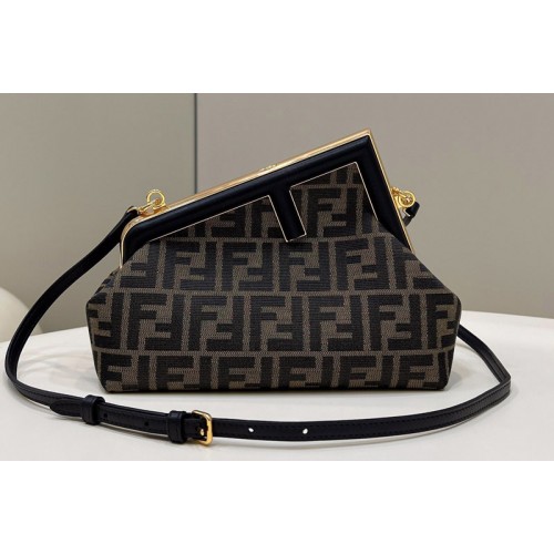Fendi 8BP129 Fendi First Small Bag in Black FF jacquard fabric Fendi 8BP129 Fendi First Small Bag in Black FF jacquard fabric