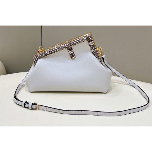Fendi 8BP129 Fendi First Small bag in White leather and python leather Fendi 8BP129 Fendi First Small bag in White leather and python leather