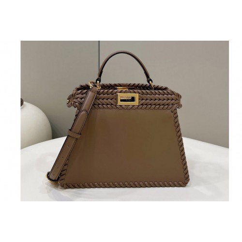 Fendi 8BN327 Peekaboo Iseeu Small Bag in Khaki Leather Fendi 8BN327 Peekaboo Iseeu Small Bag in Khaki Leather