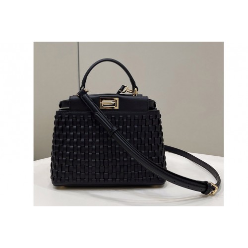 Fendi 8BN244 Peekaboo Mini Bag in Black braided leather Fendi 8BN244 Peekaboo Mini Bag in Black braided leather
