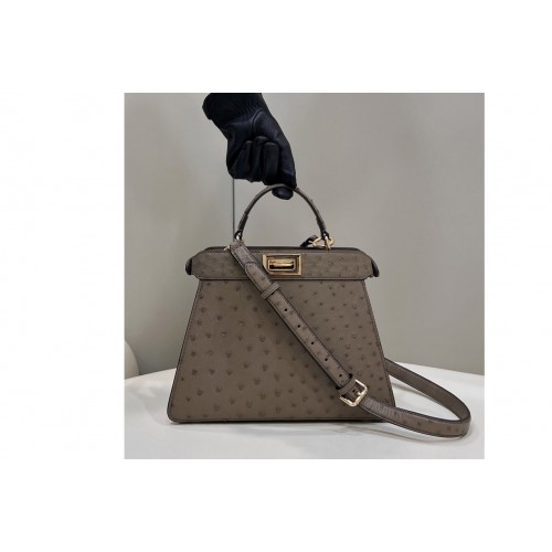 Fendi 8BN244 Peekaboo Iseeu Small Bag in Dark Gray ostrich leather Fendi 8BN244 Peekaboo Iseeu Small Bag in Dark Gray ostrich leather