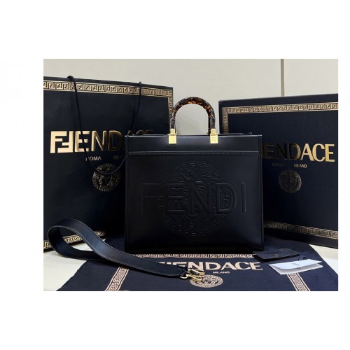 Fendi & 038 Versace 8BH372 Fendace Sunshine Large Shopper Bag in Fendace Printed Black leather Fendi & 038 Versace 8BH372 Fendace Sunshine Large Shopper Bag in Fendace Printed Black leather