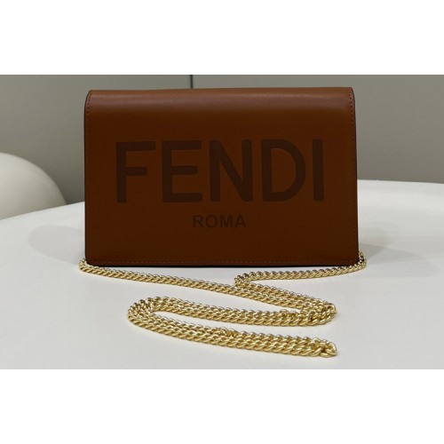 Fendi 8BS006 Wallet On Chain mini-bag in Brown leather Fendi 8BS006 Wallet On Chain mini-bag in Brown leather