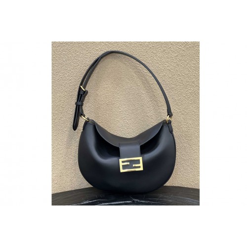 Fendi 8BR790 Croissant Small Bag in Black Leather Fendi 8BR790 Croissant Small Bag in Black Leather