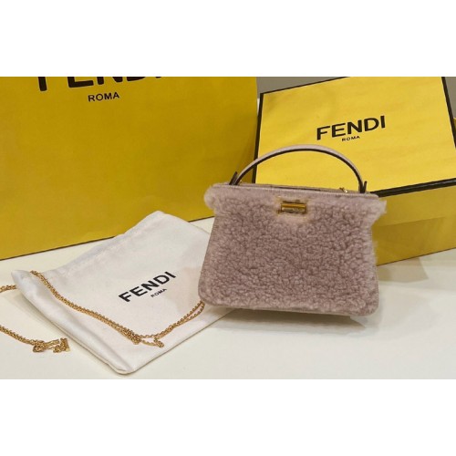 Fendi 7AR993 Mini Peekaboo Bag in Pink sheepskin Fendi 7AR993 Mini Peekaboo Bag in Pink sheepskin