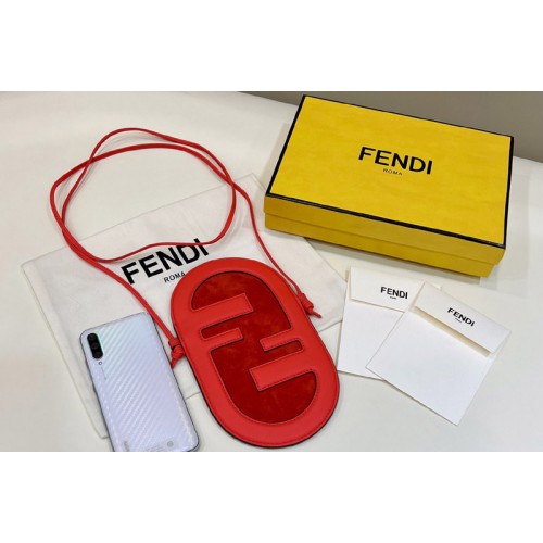 Fendi 7AS055 12 Pro Phone Holder pouch bag in Red leather and suede Fendi 7AS055 12 Pro Phone Holder pouch bag in Red leather and suede