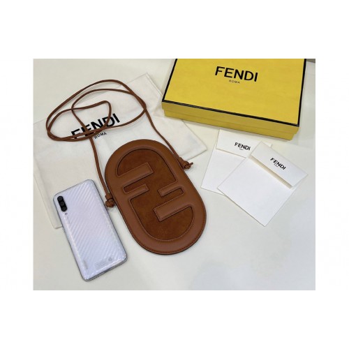 Fendi 7AS055 12 Pro Phone Holder pouch bag in Brown leather and suede Fendi 7AS055 12 Pro Phone Holder pouch bag in Brown leather and suede