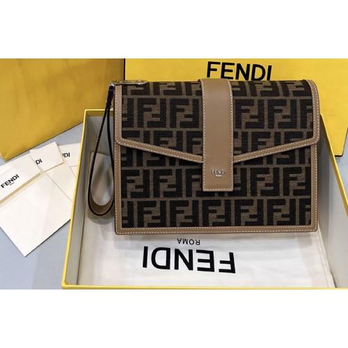 Fendi 7VA568 OLock Clutch bag in Brown FF fabric Fendi 7VA568 OLock Clutch bag in Brown FF fabric