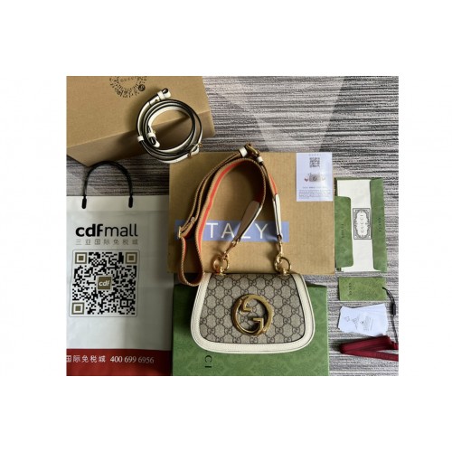 Gucci Blondie mini bag in Beige and ebony Supreme canvas With White Leather Gucci Blondie mini bag in Beige and ebony Supreme canvas With White Leather