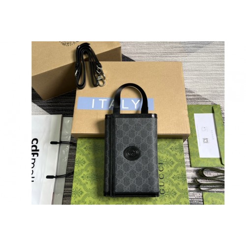 Gucci Top Handle Wallet in Black and Grey Supreme canvas Gucci Top Handle Wallet in Black and Grey Supreme canvas