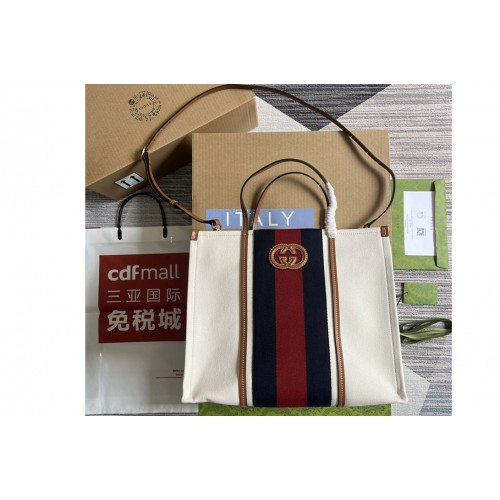 Gucci Medium Interlocking G Tote Bag in White cotton canvas Gucci Medium Interlocking G Tote Bag in White cotton canvas