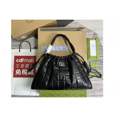 Gucci Deco Medium Tote Bag In Black quilted leather Gucci Deco Medium Tote Bag In Black quilted leather