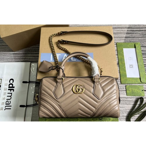 Gucci Marmont Small Top Handle Bag in Pink matelasse chevron leather Gucci Marmont Small Top Handle Bag in Pink matelasse chevron leather