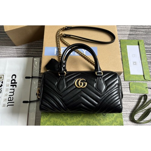 Gucci Marmont Small Top Handle Bag in Black matelasse chevron leather Gucci Marmont Small Top Handle Bag in Black matelasse chevron leather