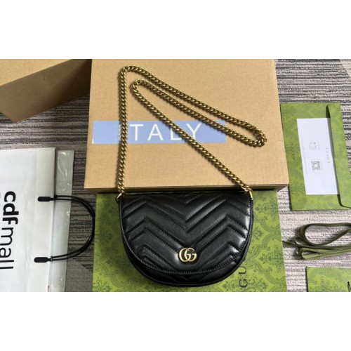 Gucci Marmont Matelasse Chain Mini Bag in Black matelasse chevron leather Gucci Marmont Matelasse Chain Mini Bag in Black matelasse chevron leather