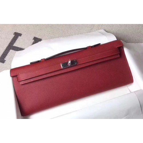 Hermes Kelly Cut 31cm Epsom Leather Clutch Handmade Bordeaux Hermes Kelly Cut 31cm Epsom Leather Clutch Handmade Bordeaux