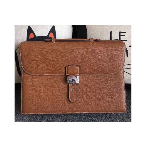 Mens Hermes 38cm Original Togo Leather Briefcases Bags Tan Mens Hermes 38cm Original Togo Leather Briefcases Bags Tan