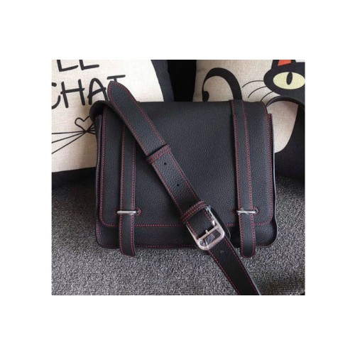 Mens Hermes Steve 28mm Messenger Bags Original Togo Leather Black Mens Hermes Steve 28mm Messenger Bags Original Togo Leather Black