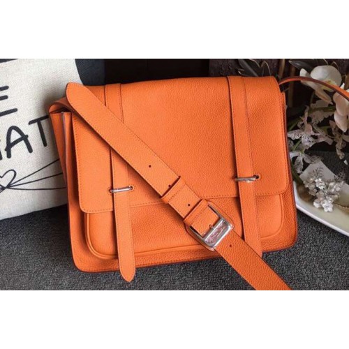 Mens Hermes Steve 32cm Messenger Bags Original Togo Leather Orange Mens Hermes Steve 32cm Messenger Bags Original Togo Leather Orange