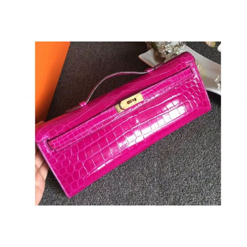 Hermes Kelly Cut31CM Real Crocodile Leather Cluth Bags Handmade Rosy Hermes Kelly Cut31CM Real Crocodile Leather Cluth Bags Handmade Rosy