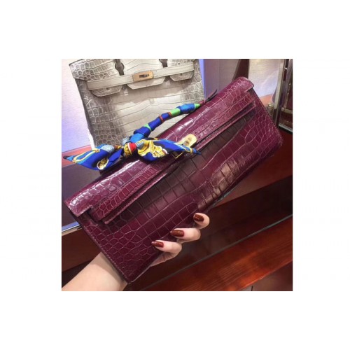 Hermes Kelly Cut31CM Real Crocodile Leather Cluth Bags Handmade Ruby Red Hermes Kelly Cut31CM Real Crocodile Leather Cluth Bags Handmade Ruby Red