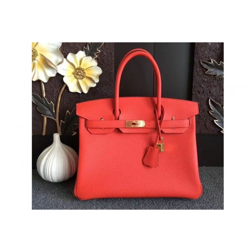 Hermes Birkin 30 Tote Bags Original Togo Leather Handstitched Red Hermes Birkin 30 Tote Bags Original Togo Leather Handstitched Red