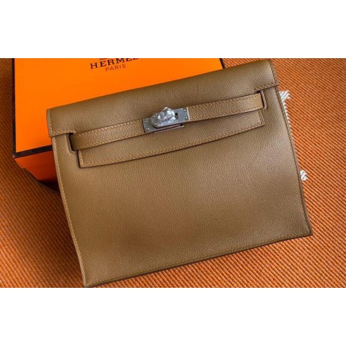 Hermes Kelly Danse 22cm Bag in Brown Evercolor Leather with Silver Buckle Hermes Kelly Danse 22cm Bag in Brown Evercolor Leather with Silver Buckle