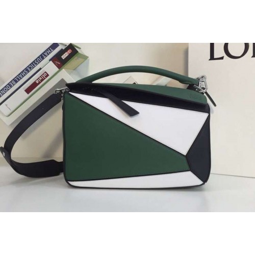 Loewe Puzzle Bags Original Calf Leather Green White Black Loewe Puzzle Bags Original Calf Leather Green White Black