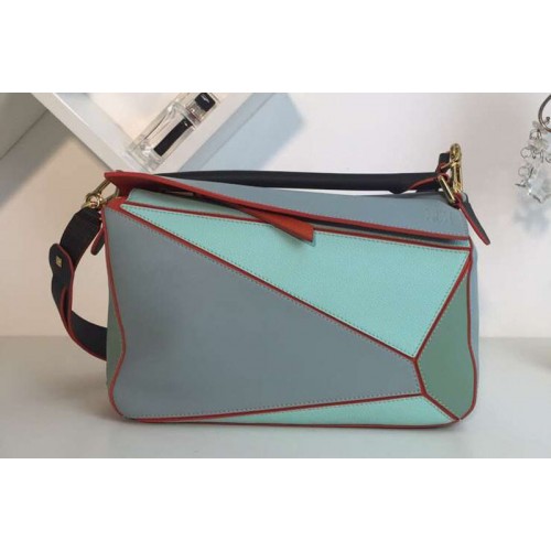 Loewe Puzzle Bags Original Calf Leather Green Blue Loewe Puzzle Bags Original Calf Leather Green Blue