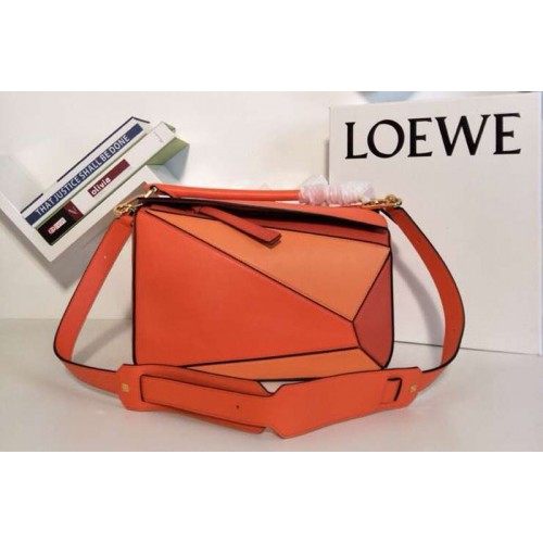 Loewe Puzzle Bags Original Calf Leather Orange Red Loewe Puzzle Bags Original Calf Leather Orange Red