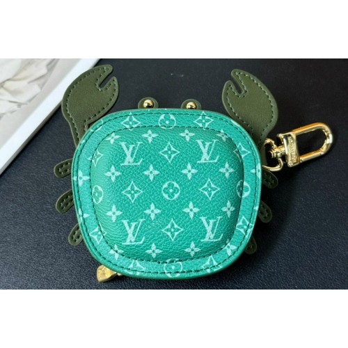 Louis Vuitton M01931 Crab Bag Charm in Green Leather and Canvas Louis Vuitton M01931 Crab Bag Charm in Green Leather and Canvas